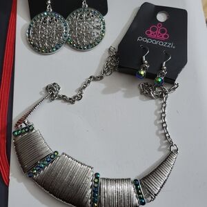 Paparazzi Silver Necklace with Blue Accents